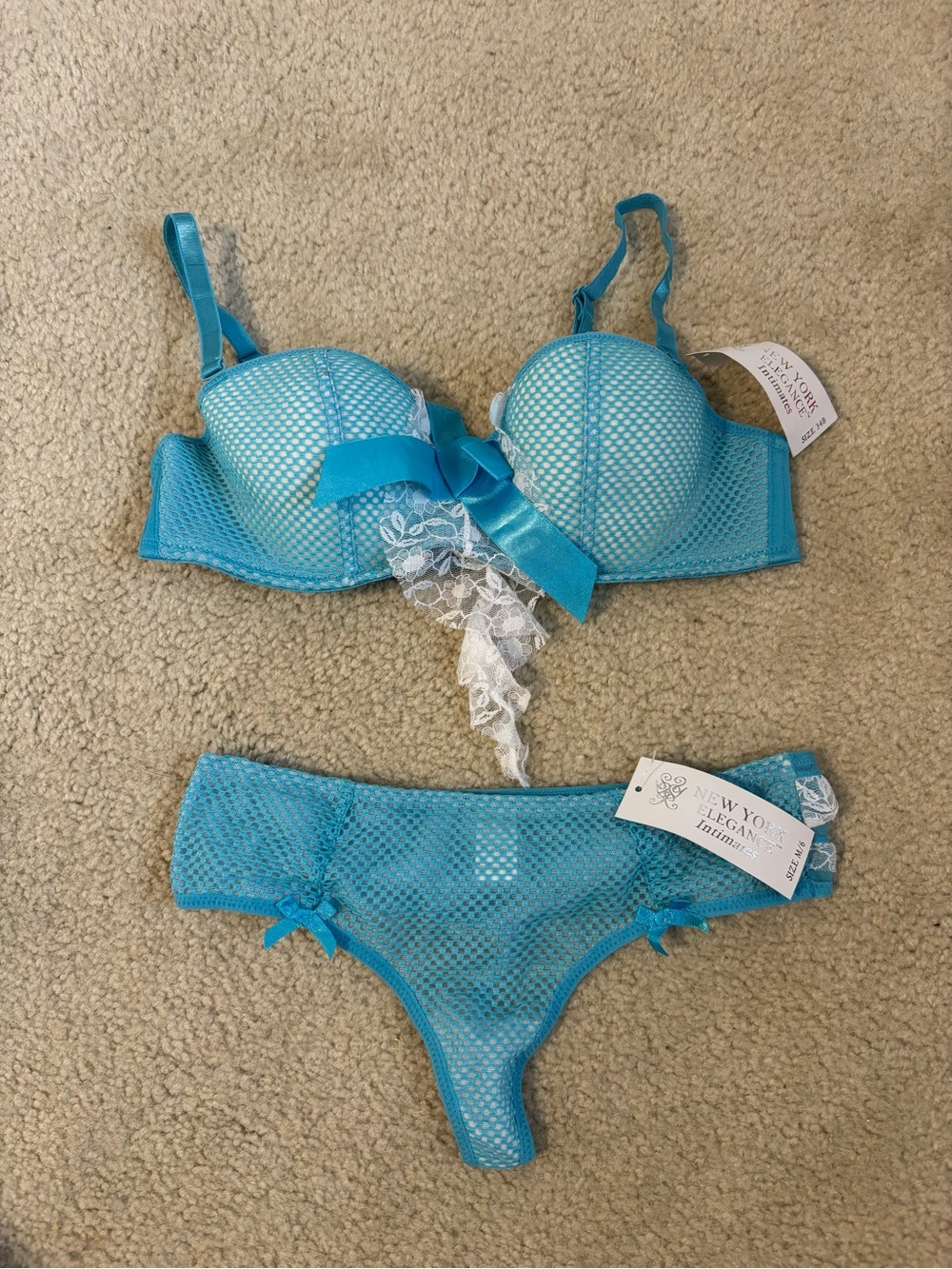 Y2K Blue Lace Bra Set